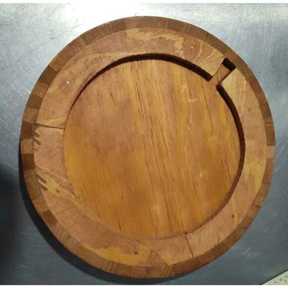 VTG 8" Wooden Aztec Mayan Mexico Calendar Hand Carved Inlay Wood Art Mexican - Picture 5 of 5